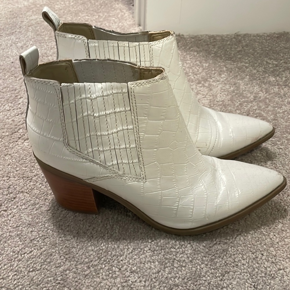 White crocodile western ankle boots